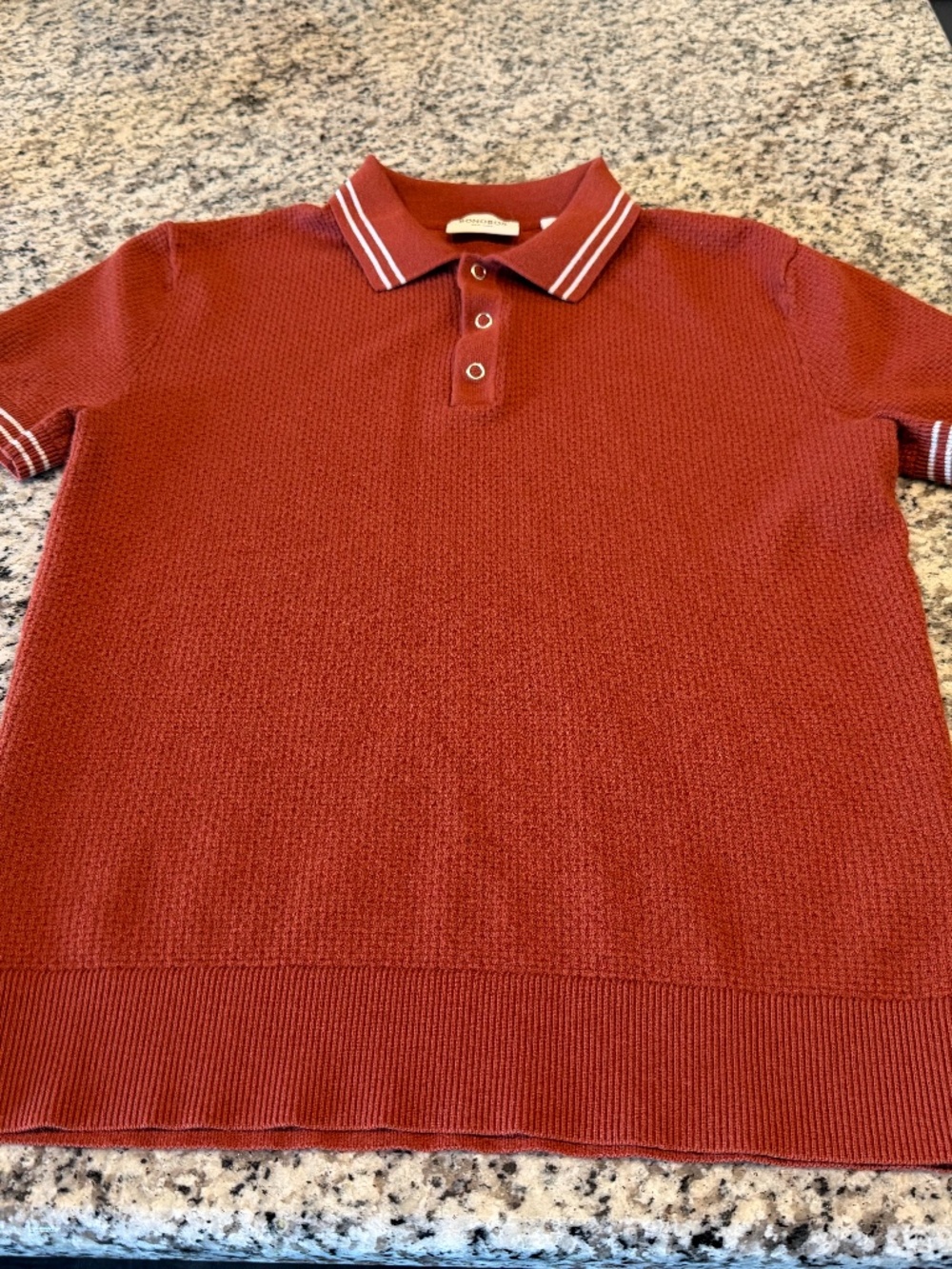 Bonobos Knit Polo Sweater Rust Orange Short Sleeve Men's Small